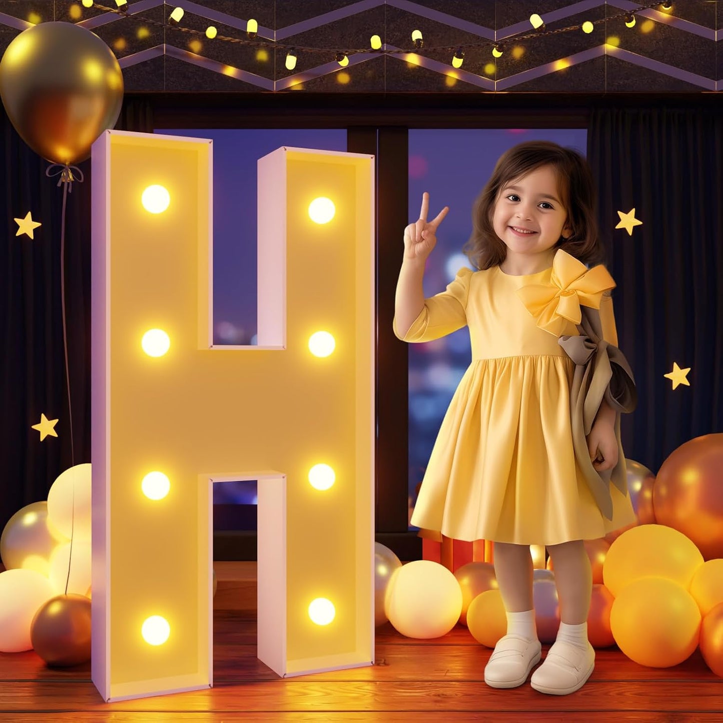 Marquee Letters 3 Feet Tall Large Light Up Letters H Happy Birthday Decorations Marry Me Engagement Party Decor Yellow Light Birthday Decorations Balloon Arch Kit Foam Sign H