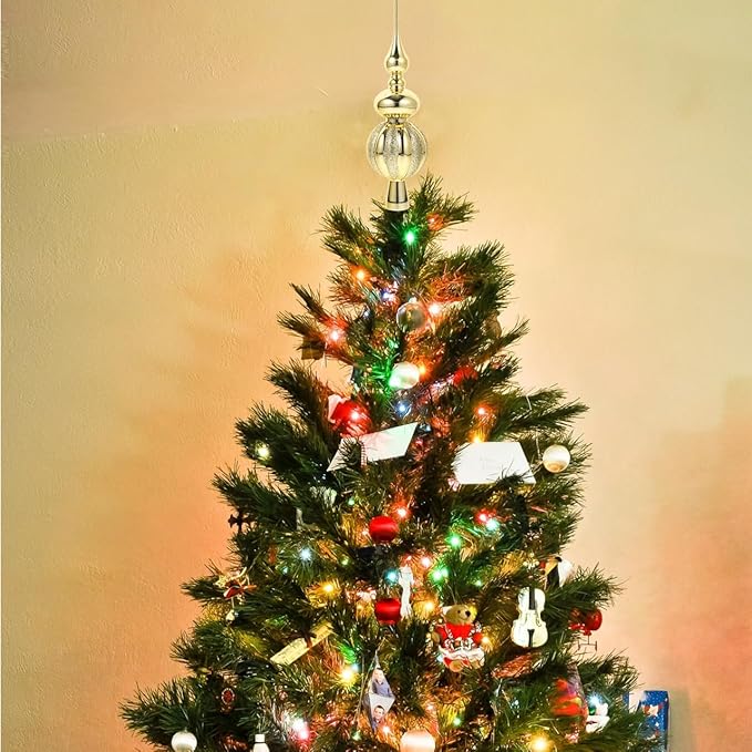 Spherical Christmas Tree Topper Plastic Xmas Tree Decoration Ornament for Festive Parties Lightweight Treetop Decor for Family Gatherings and Events