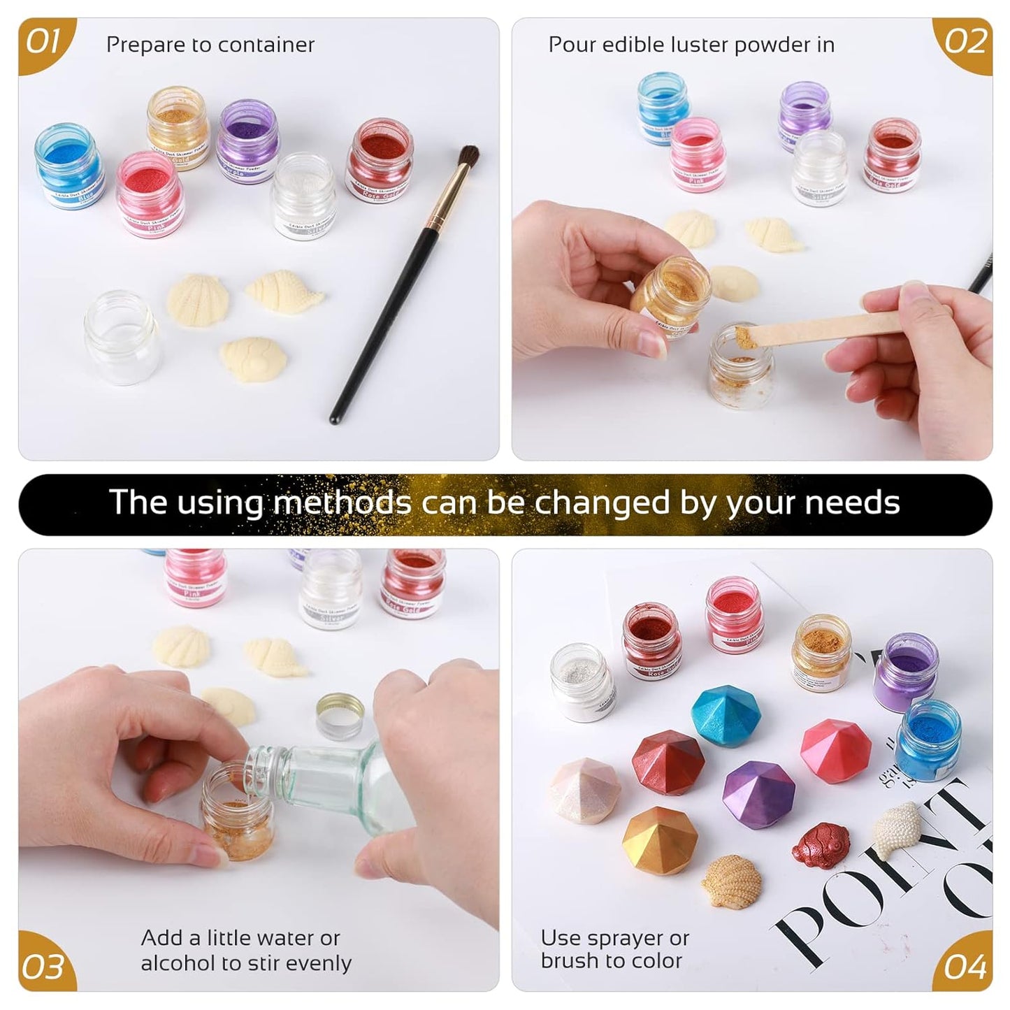 Jelife Edible Gold Luster Dust - 5 Grams Food Grade Cake Dust Shimmer Powdered, Flavorless Metallic Powder Food Coloring for Cake Decorating, Chocolates, Fondant, Drinks, Painting & More, Vegan