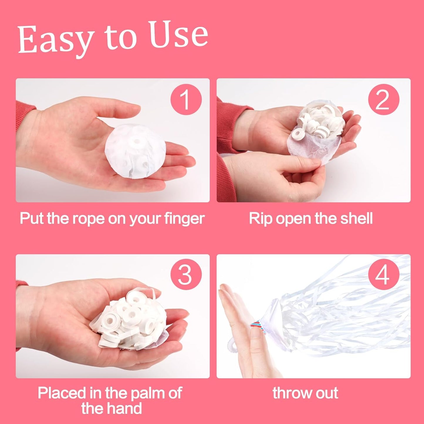 Confetti Poppers, 20Pack Plastic No Mess Streamers, Party Poppers for Birthday,Wedding,Celebrations,Graduation Party (White, 20 Pack)