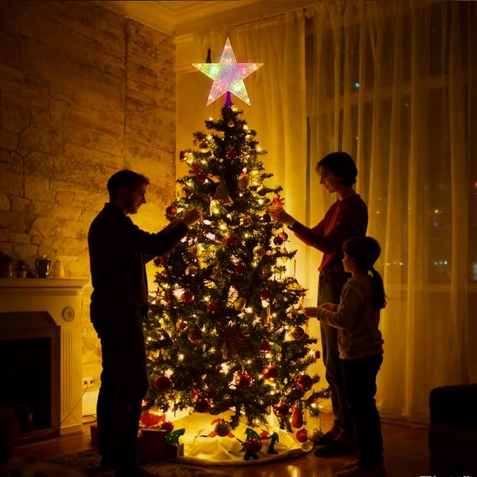 Smart Christmas Star Tree Topper, Color Changing Color, Remote & App Control, Timer, Christmas Decorations for Indoor Outdoor Holiday Xmas Tree Party Decor