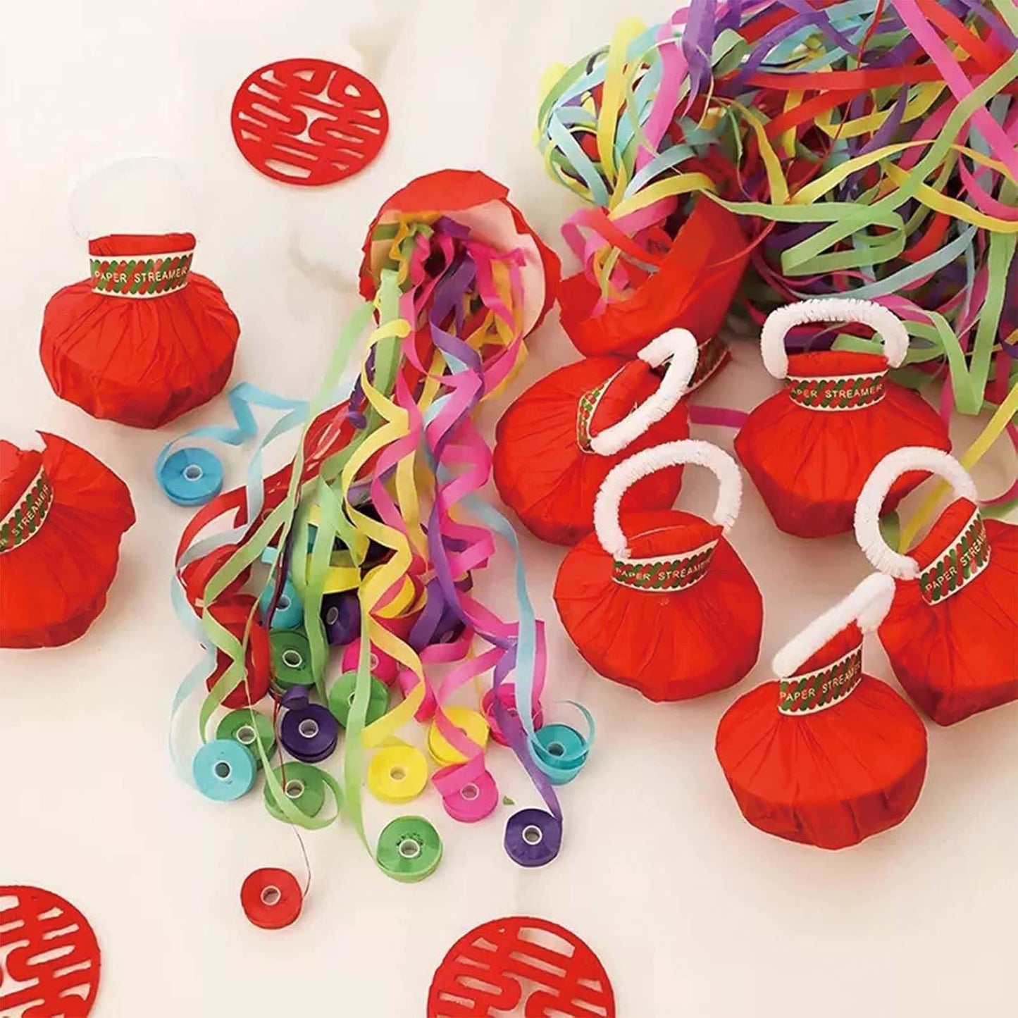 Mess-Free Streamer Poppers for Weddings & Birthdays! Reusable Confetti Alternative, Instant Celebration with Colorful Streamers. Easy Cleanup Party Poppers - Biodegradable Decor!