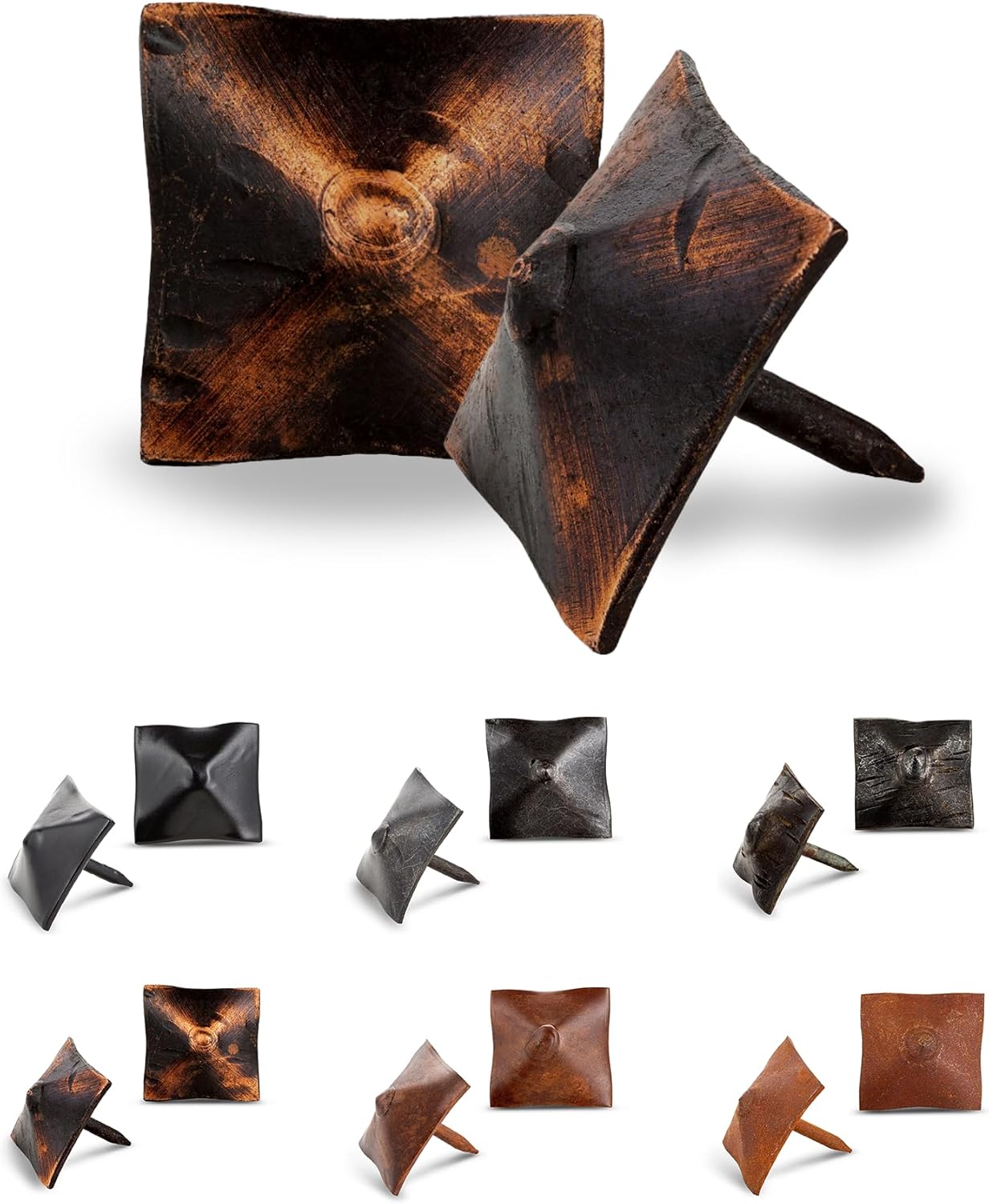 50 Pack 1" Square Head Iron Clavos Decorative Nails – Oil Rubbed Bronze – Handmade Rustic Square Fasteners for Farmhouse Shutters, Barn Doors, Shutters, and Gates – Ornamental Wood Accent