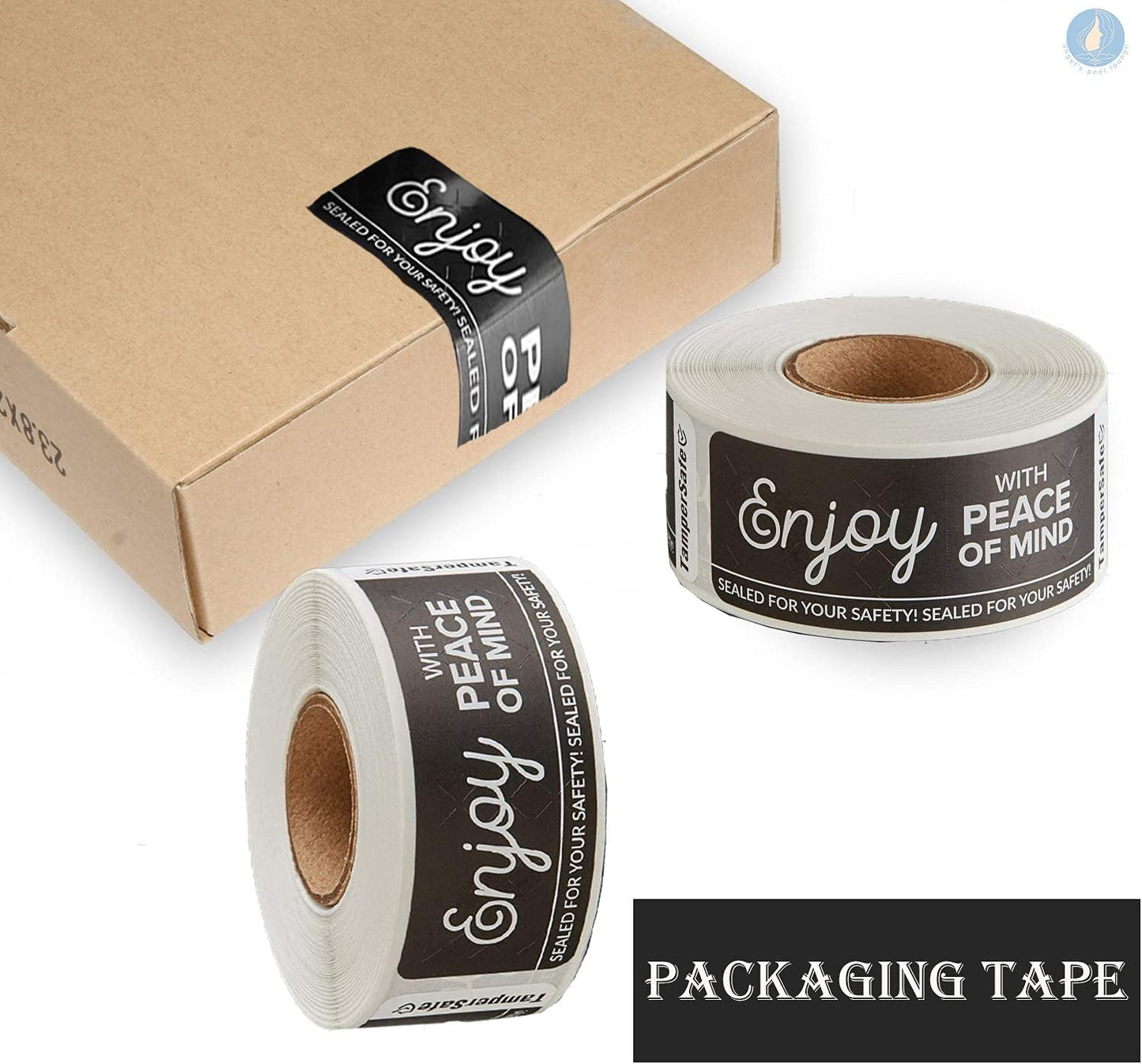 Angel's Peel Lounge Tamper Proof Stickers Roll — Tamper Evident Stickers for Food Safety, Delivery Bags, Drink Lids, Containers, Self Adhesive Seal Tape, Writable Surface - 1x3in 250-COUNTS, Black