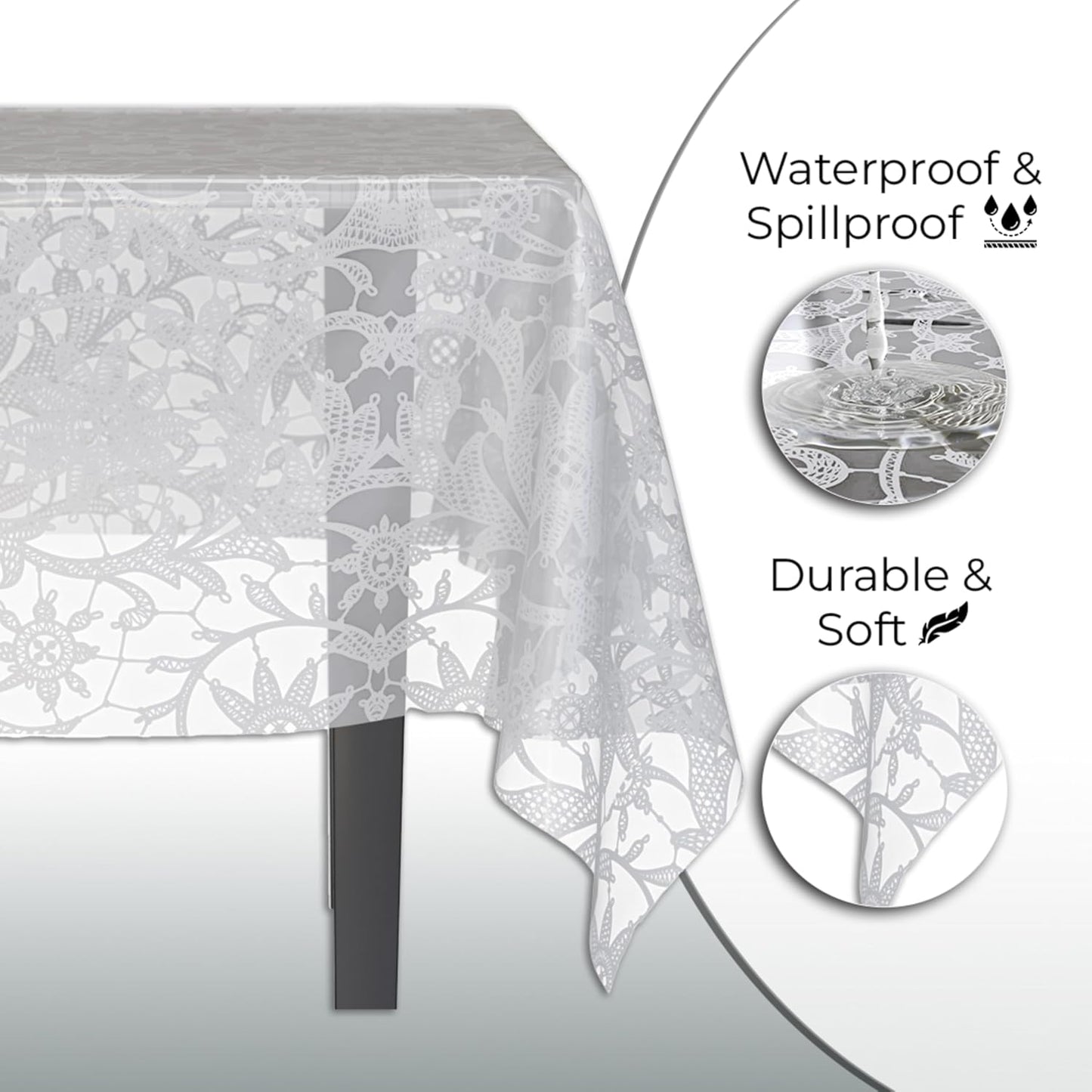 Exquisite Lace Table Cloth Rectangle Table Plastic 12-Pack Lace Tablecloth Rectangular 54" X 108" | White Floral Tablecloth Disposable | Wild Flower Party Decorations & Party Supplies