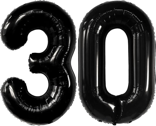 Katchon, Black 30 Balloon Numbers - 40 Inch | Black 30th Birthday Balloons | 30th Birthday Decorations for Him & Her | Black Birthday Decorations | 30th Anniversary Decoration