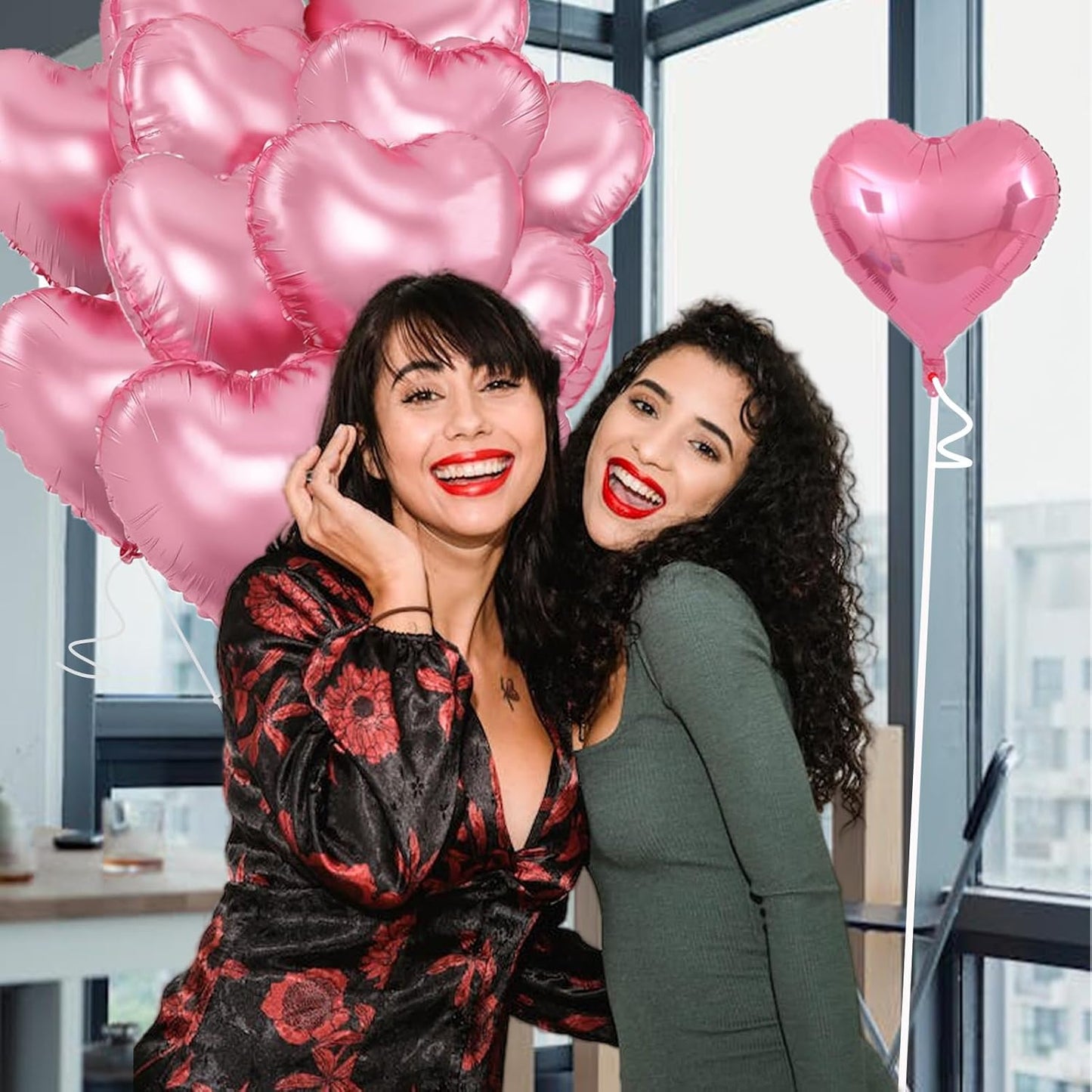 Pink Heart Balloons,18inch Bright Pink Heart Shaped Foil Balloons 12Pcs Helium Mylar Balloon for Anniversary Wedding Engagement Birthday Party Baby Shower Decorations