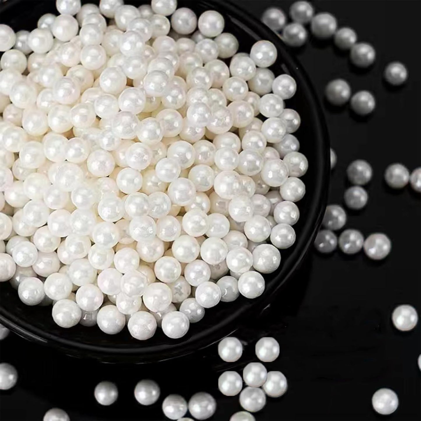 Sentovac 4mm White Pearl Sprinkles Edible Cake Decorating Sugar Candy Cookie Cake Cupcake Topper Ice Cream Baking Decorations Halloween Christmas Valentines Wedding Supplies