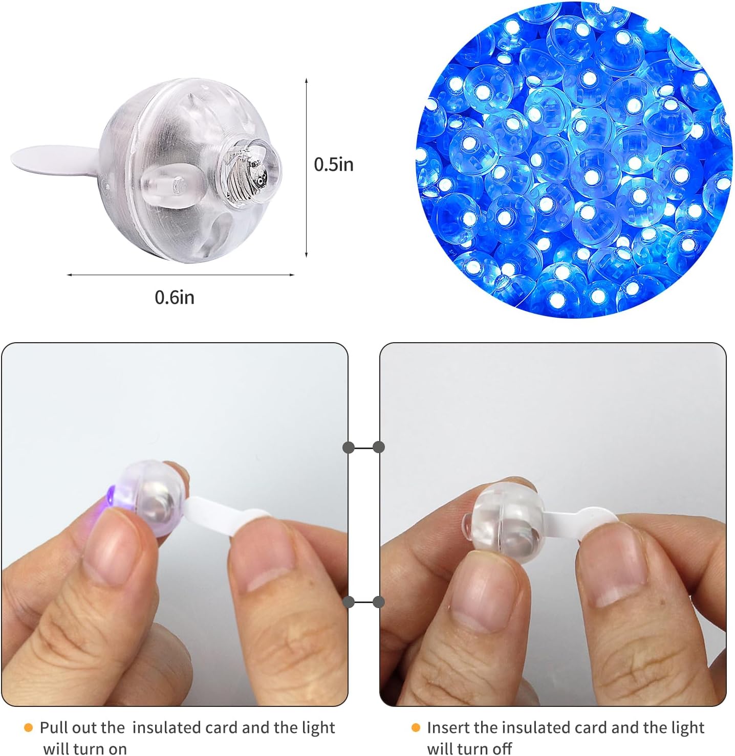 Aogist 100Pcs Blue Balloon Lights with Hook,Long Standby Time,Waterproof Mini Light for Birthday Party Wedding Christmas Halloween Easter Decorative (Steady)