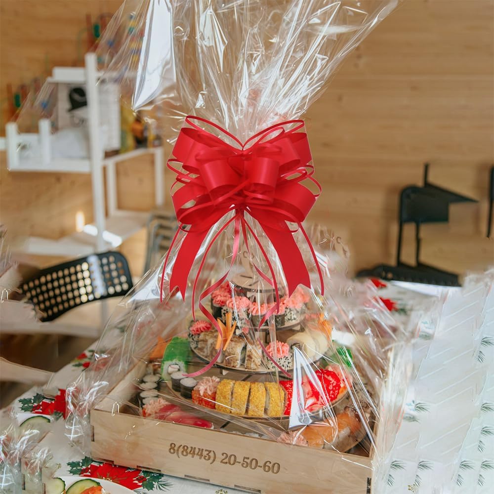 Pull Bows for Gift Wrapping – 15-Pack Red Gift bows, Waterproof DIY Bow for Christmas, Weddings, Holidays, Baby Showers, Party Decor(6 Inches)