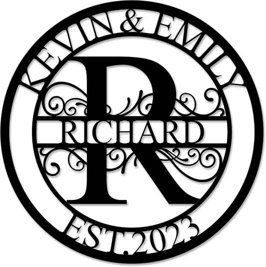 Custom Metal Sign - Last Name Signs - Monogram Wall Decor- Family Sign - Metal Signs for Outdoor - Personalized Wedding Gift for Couples