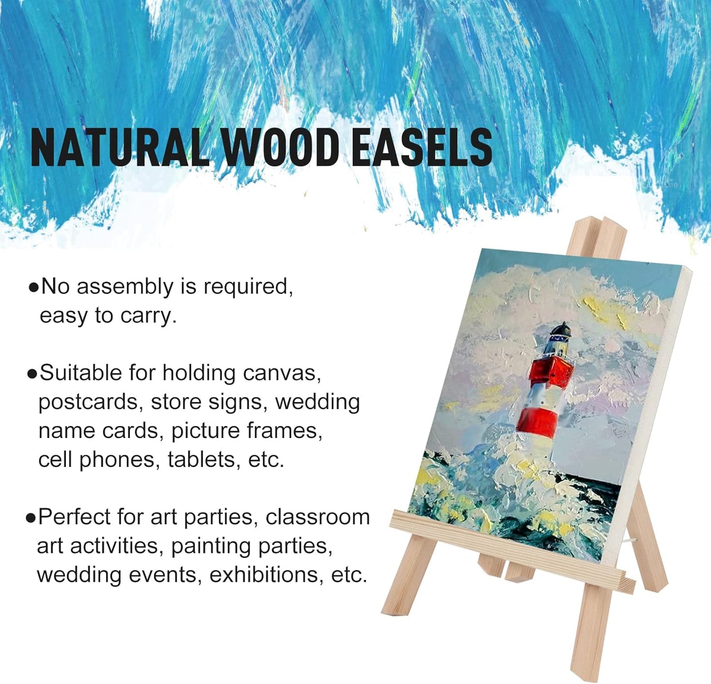 Kinlink 11.8 Inch Tall Wood Easels for Display Set of 8, Display Easel Tabletop, Painting Easel Stand for Artist Students…