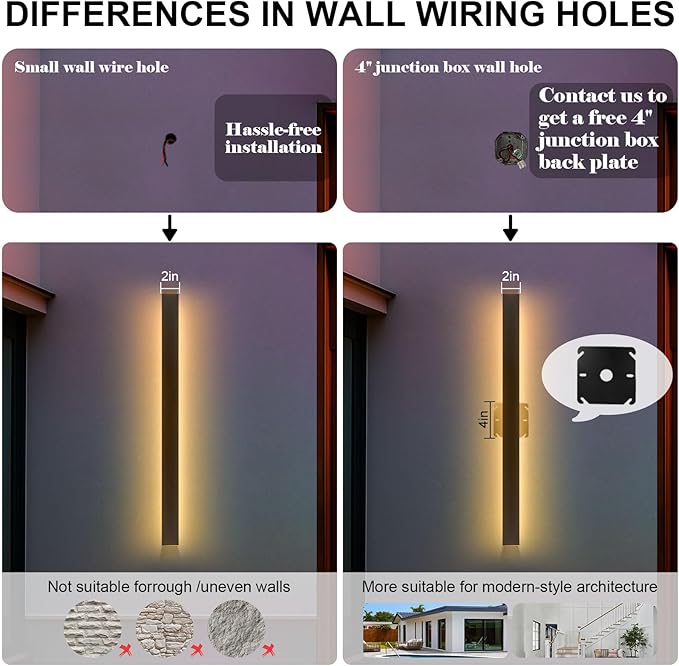 Modern Outdoor Wall Lights, 71in Long Wall Sconce Wall Mount, 3000k LED Porch Lights Outdoor Waterproof, Black Exterior Lighting Fixtures for House Garage Door Porch