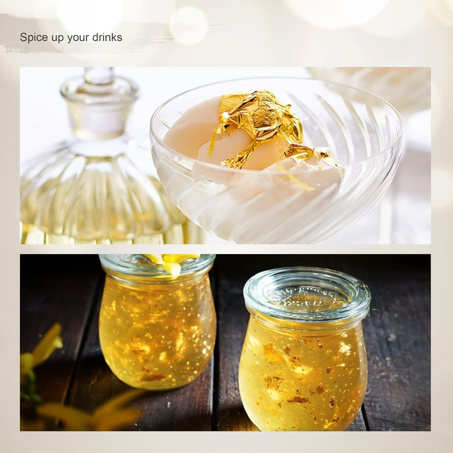 Edible Gold Leaf Sheets, 10 Sheets 1.7" 24kt Gold Foil Edible for Cake Baking, Genuine Food Gold Foil Paper for Cooking, Dessert, Gilding, Craft Art, Holiday Decoration