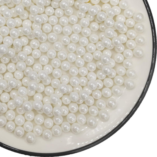 Edible White Pearl Sugar Sprinkles 3.53 oz, 7mm Candy Pearls Ideal for Baking, Cake and Cupcake Toppers, Cookie Decoration, Ice Cream Topping, Wedding Shower Valentines Halloween Christmas