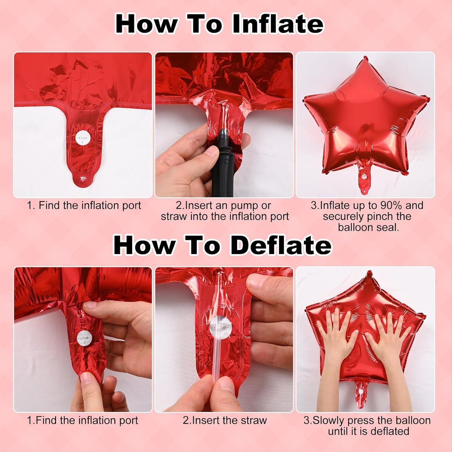 Red Happy Birthday Balloon Banner, 16 Inch Mylar Foil Letter Balloons, Reusable Birthday Decorations with Red Star Foil Balloons, Inflatable Party Supplies for Women Girls Decorations