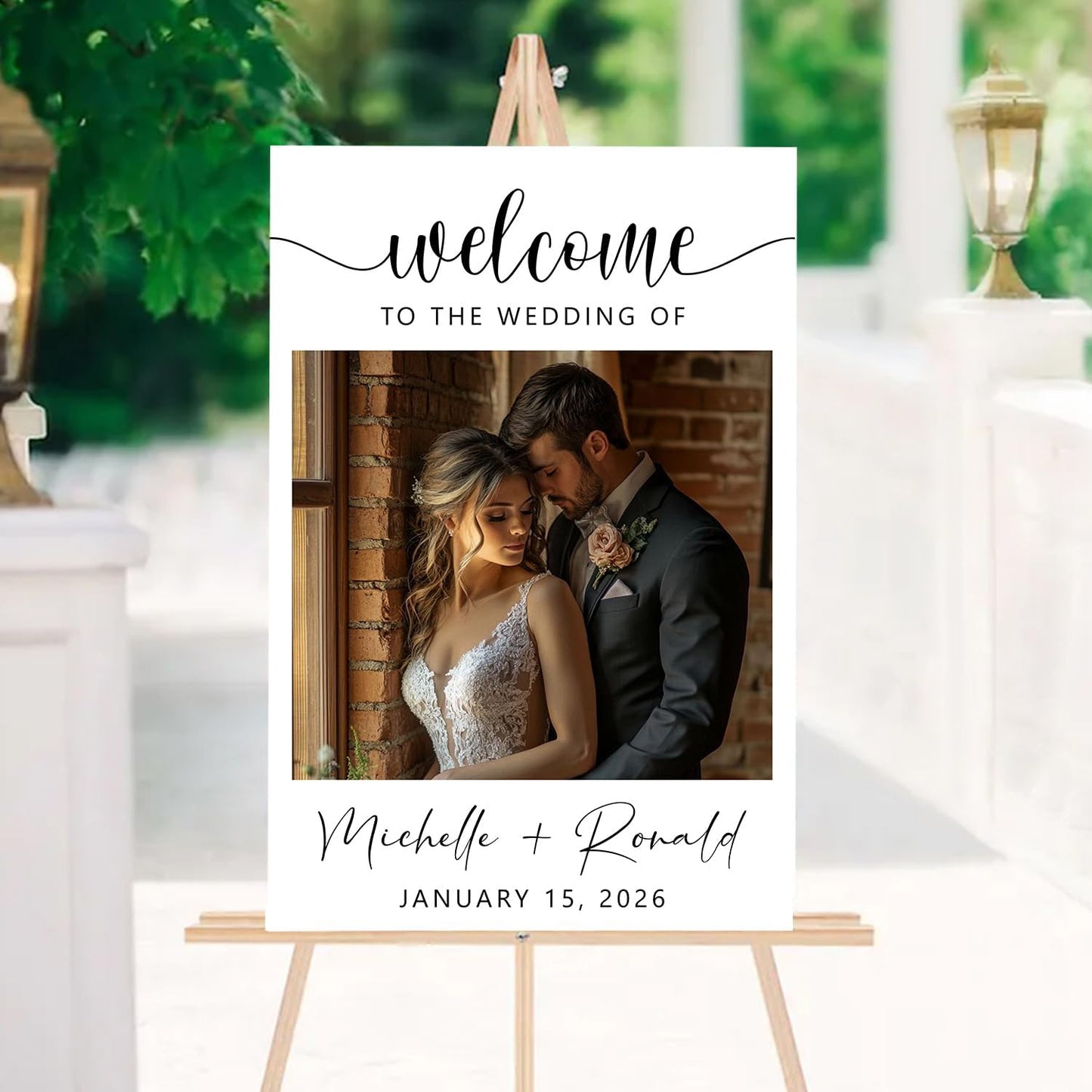 Editable Wedding Welcome Sign with Photo, Personalized Modern Reception Poster, Minimalist Printable Welcome Board
