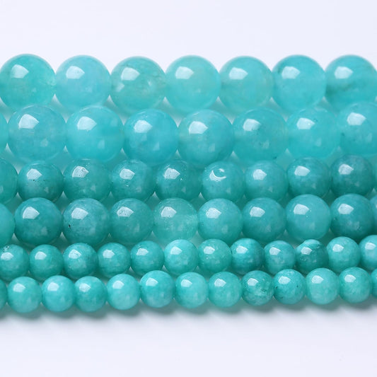 Blue Jade Stone Beads Gemstone Round Crystal Energy Jade Beads Stone Beads for Jewelry Making DIY Bracelet Necklace Jewelry Making 1 Strand 15.5inch 35PCS 10MM