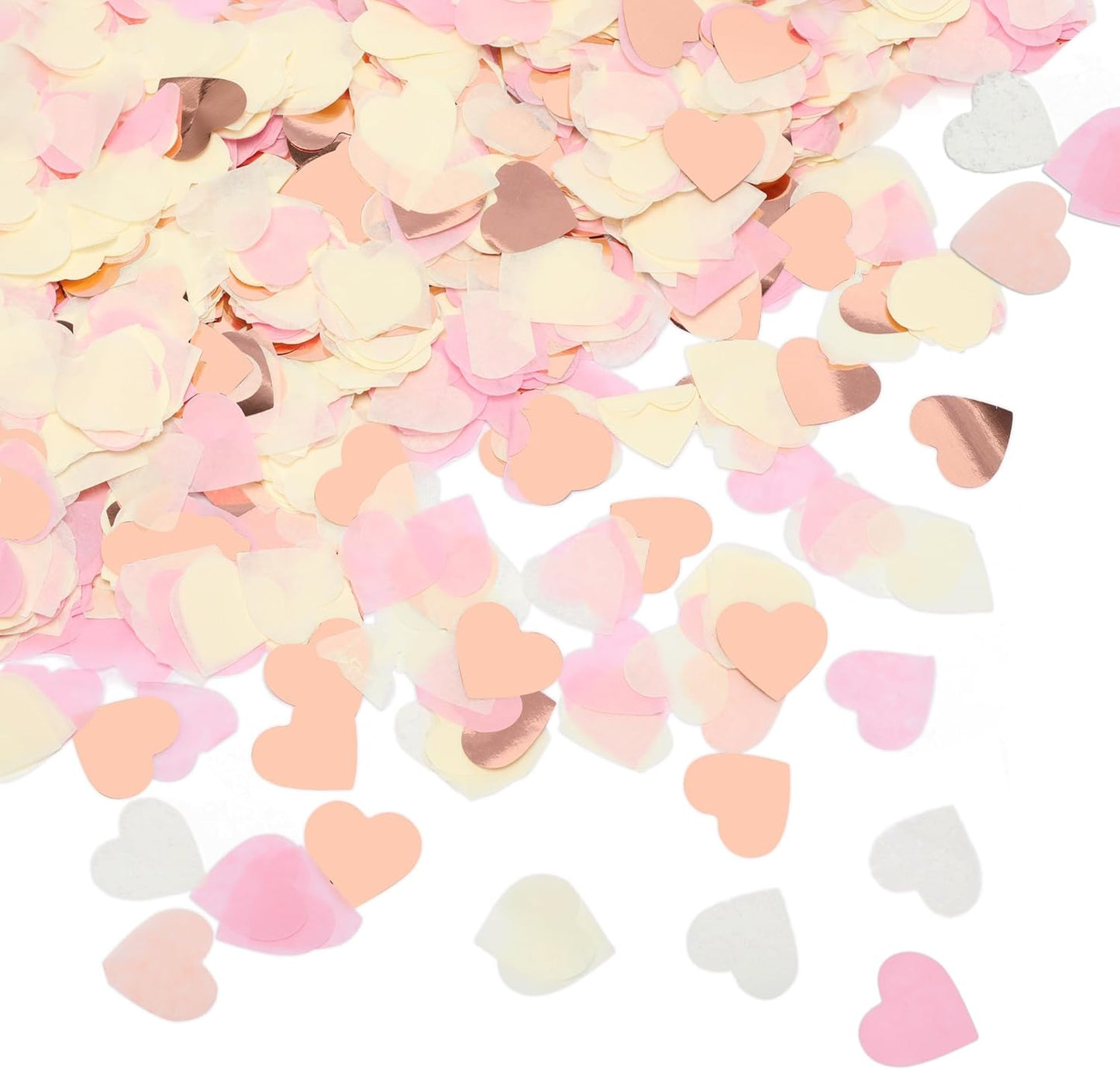 5000Pcs Heart Confetti, Table Confetti Hearts Shaped for Valentine's Day, Wedding Birthday Party Balloon Decoration (Yellow/Rose Gold/Pink)