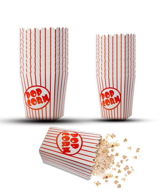 25 Pack Popcorn Boxes Movie Night Popcorn Bags for Party Red and White Popcorn Bags for Popcorn Vintage Snack Box Concession and Carnival Party Supplies, Individual Popcorn Bucket Containers (25)