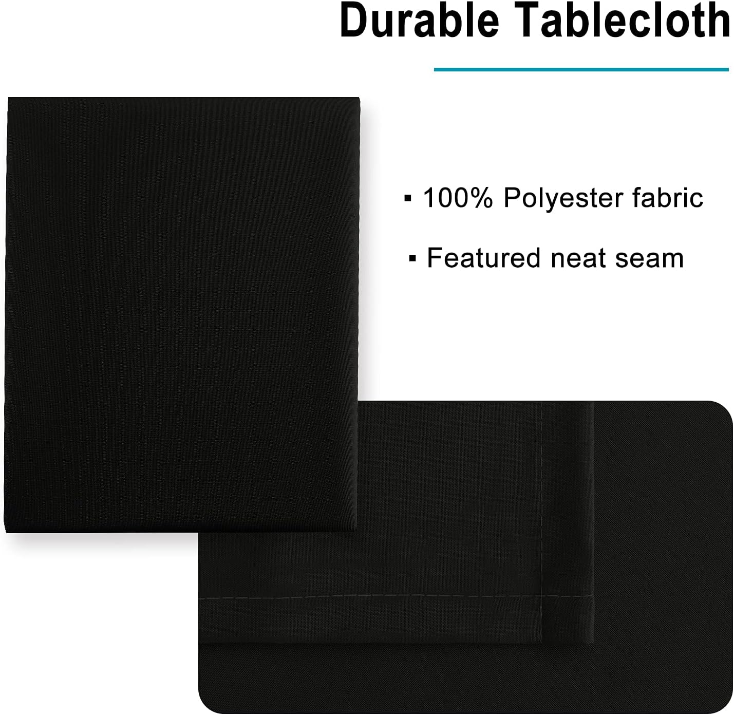 Hiasan Black Tablecloth for Rectangle Tables - Waterproof Wrinkle Resistant and Spillproof Washable Fabric Table Cloth for Dining Room Kitchen Party, 60 x 120 Inch
