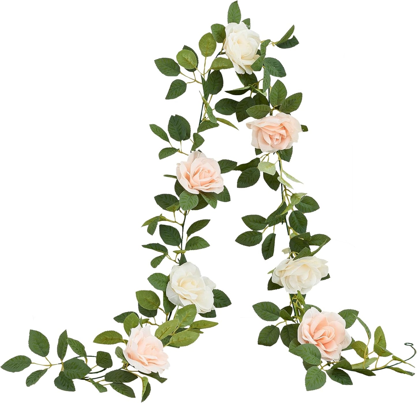 Artificial Rose Garlands Rose Vines Leaves Banners Hanging Floral Garland Fake Rose Flower Vine Wall Decorations