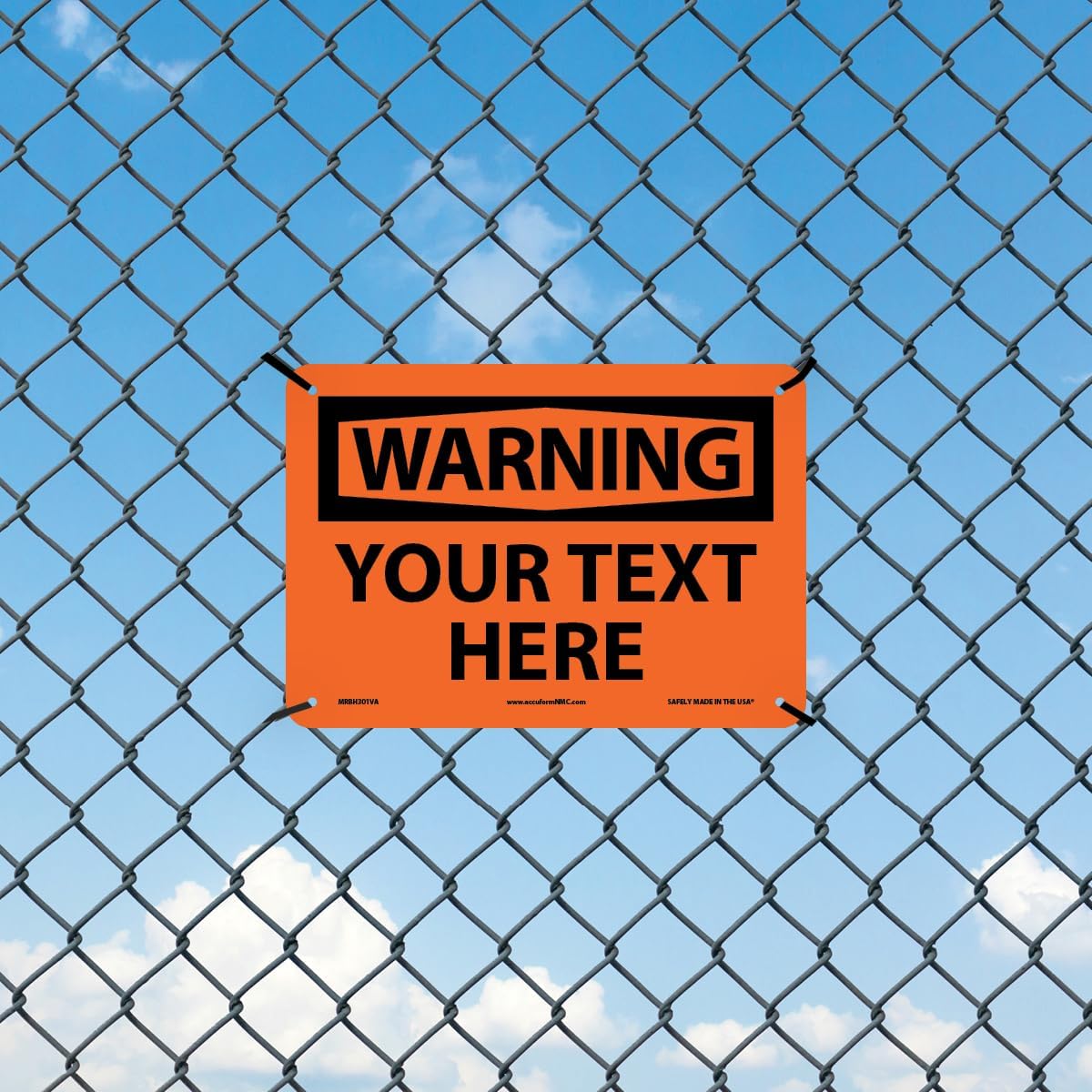 Custom OSHA Style Warning Sign 7" x 10" Aluminum Sign, Customizable "Your Text Here", by AccuformNMC Made in USA