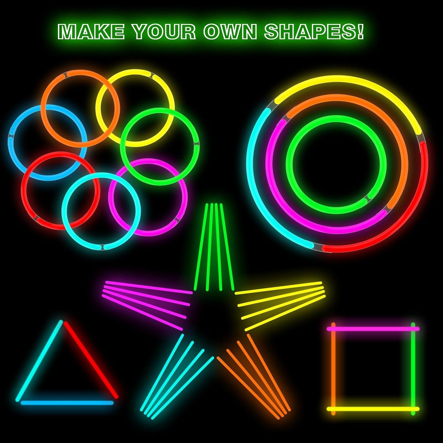 Ultra Bright Halloween Glow Sticks - 500PRO Party Pack with Connectors for Christmas, Neon Birthday and Holidays - Multicolor 8" Glow Sticks Necklaces Bulk