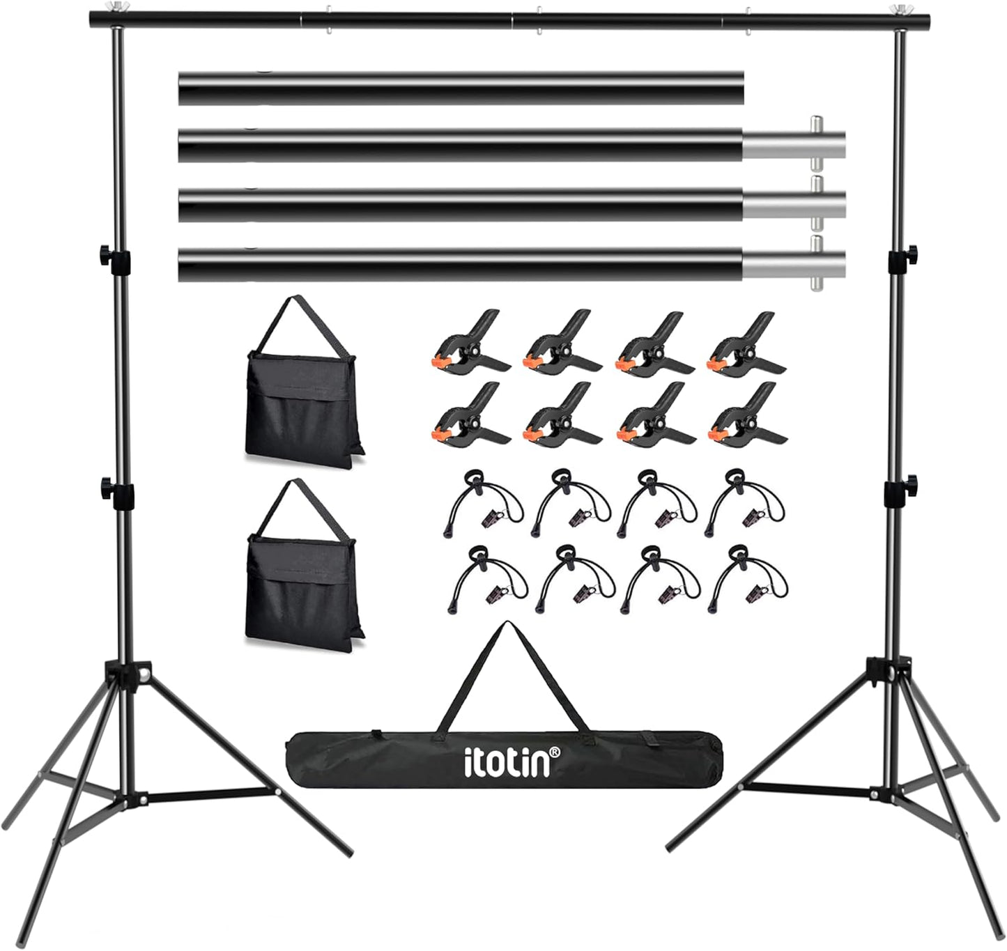 Backdrop Stand 10x7ft(WxH) Photo Studio Background Stand Support System Backdrop Support Kit, for Photography, Advertising Display, Parties Decoration