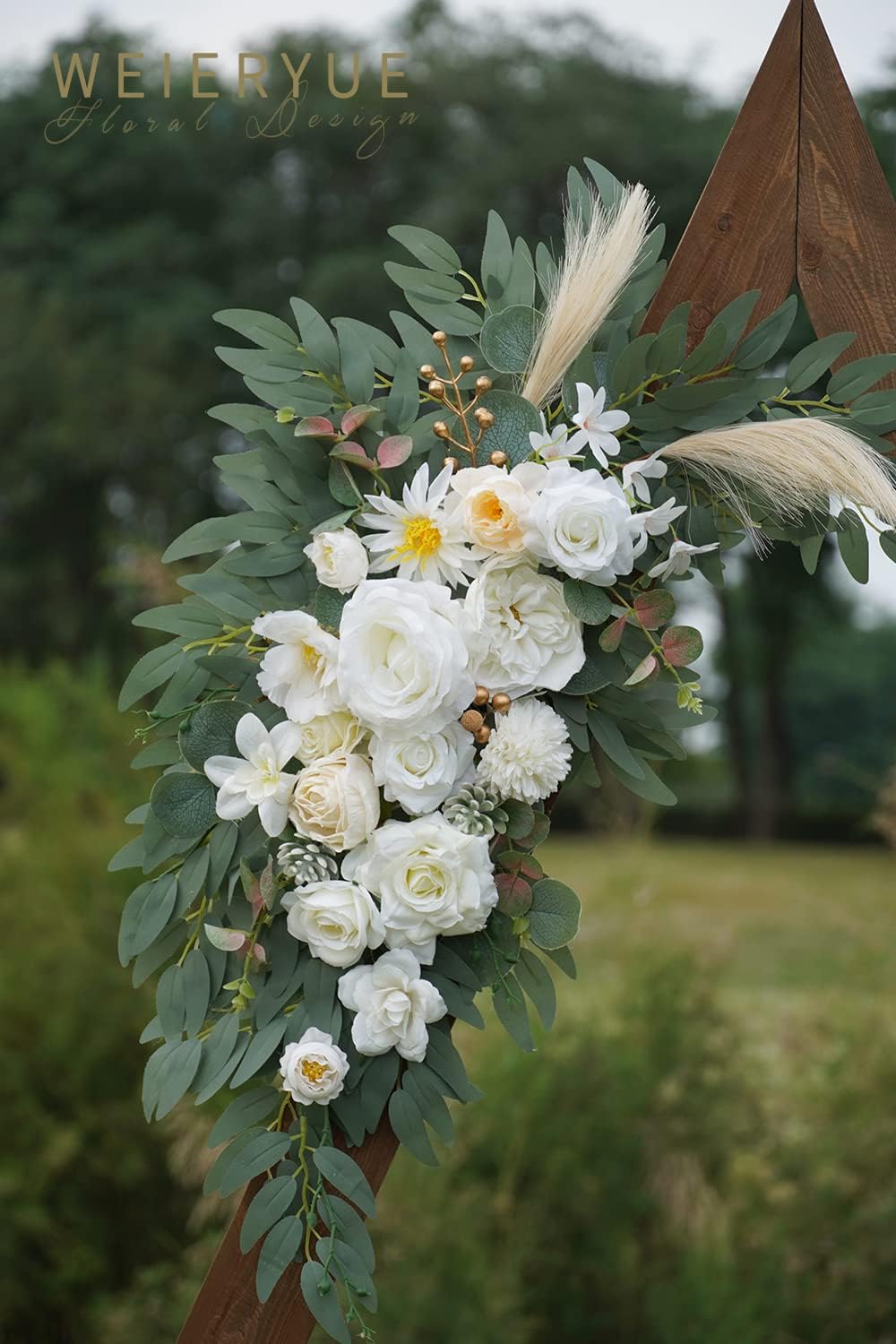 Artificial Wedding Arch Flowers Kit(Pack of 2) for Wedding Arch, Bridal Shower, Ceremony and Reception Backdrop Decoration (Cream & Champagne)