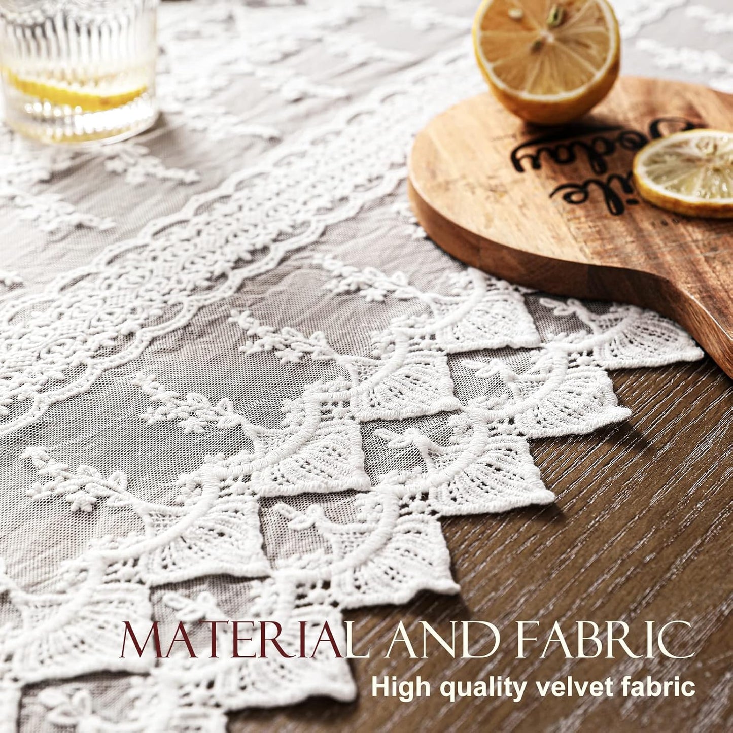 patdrea Designer Vintage White Lace Table Runner,Crochet Decorative Table Covers,Chiffon Embroidered Tasseled Table Runners, Cutwork Dresser Runners,Christmas Wedding Party Bridal 16x63 Inches Long