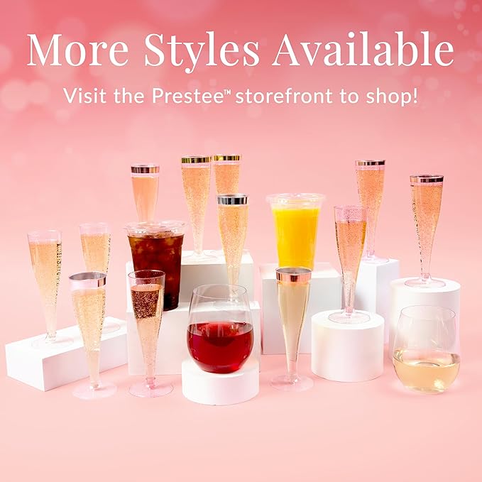 Prestee 200 Pack 16 oz Clear Plastic Cups - PET Plastic Cup Set for Weddings and Parties - Durable Disposable Cups for Drinks, Water, Beer and Cocktails - Clear and Crisp Party Glasses in Bulk