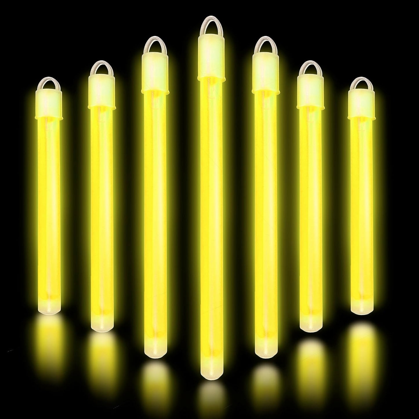 Glow Fever Glow in The Dark Sticks - 100 ct 6" Glow Sticks Bulk Party Pack with End Caps & Lanyards - Glow Party Favors for Concert, Festival, & Wedding Neon Light Sticks by Party Dragon, Yellow
