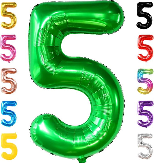 KatchOn, Big, Green Five Balloon Number - 40 Inch | Green Number 5 Balloon, 5th Birthday Decorations for Boys | Number Balloons for Happy Anniversary Decorations | Dinosaur birthday decorations