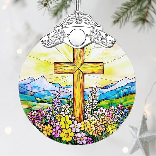 Religious Christmas Ornaments: Christian Cross Ornament, Christmas Tree Decorations, Christian Holiday Decor, Stocking Stuffers, Xmas Gift, Religious Gifts, Christian Gifts for Her & Him