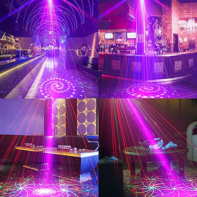 AMKI DJ Disco Lights, 15 Eyes RGB Party Stage Light by DMX512 Control, Sound Activated LED Pattern Strobe Lights for Parties Live Laser Light Show Xmas Club Bar Disco Dancing