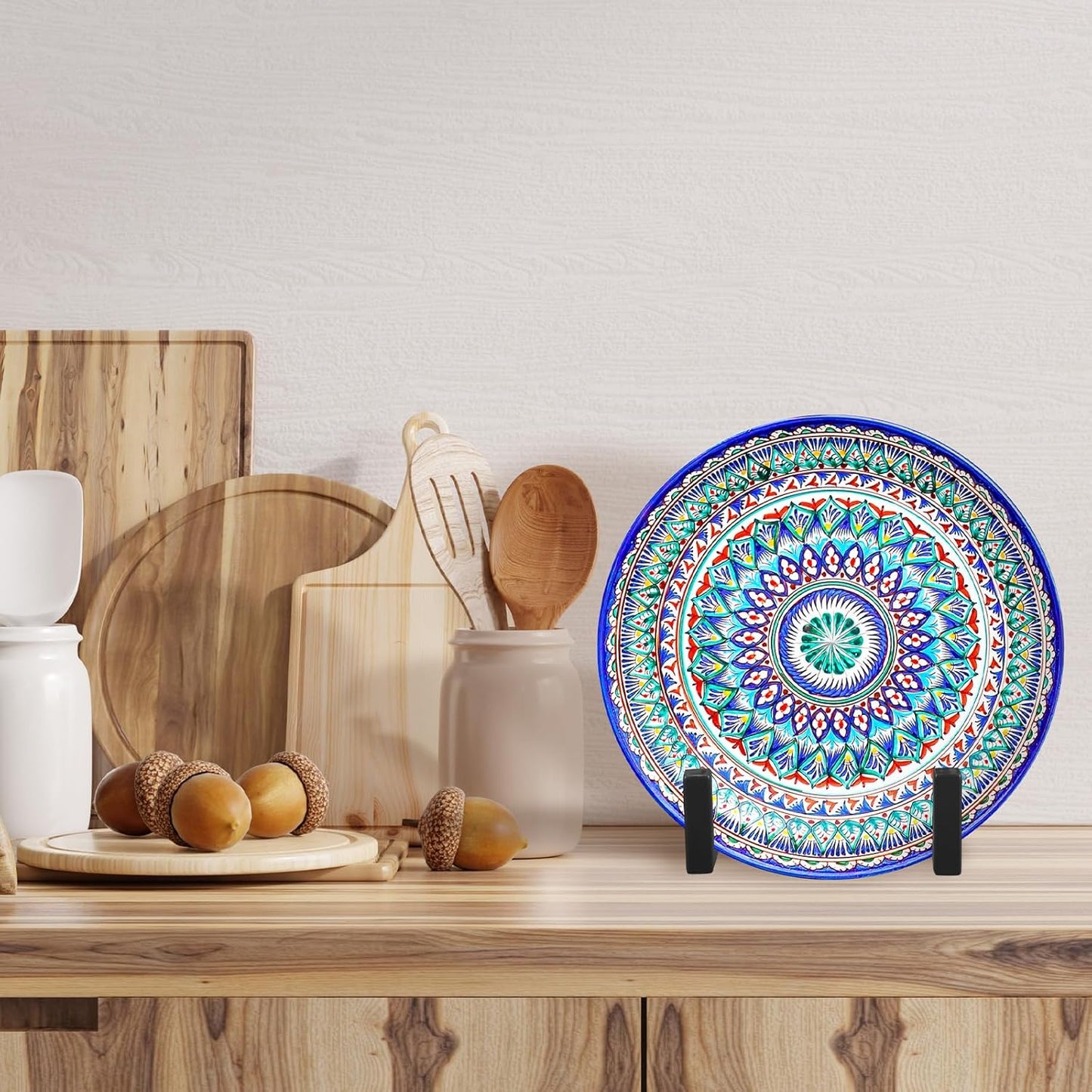 Sweetude 2 Pcs Large Plate Stands for Display Metal Frame Plate Holder Display Stand Decorative Table Top Easels for Picture, Book, Platter, Photo Easel(Black,8 Inch)