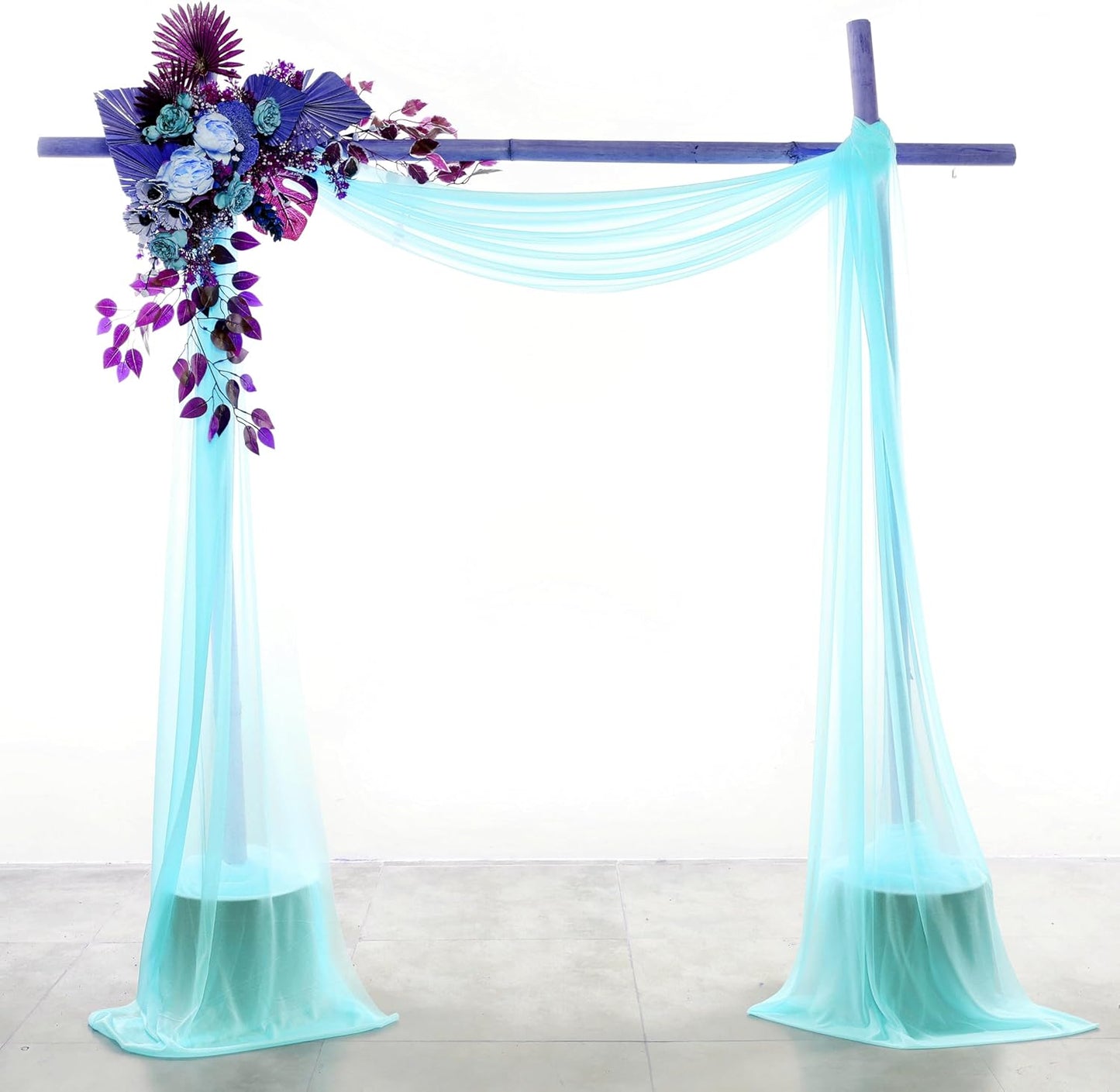 VDS Pack of 2 Panel (30 Inch X 100 Feet) Wedding Arch Draping Fabric Sheer Chiffon Fabric Drapery for Wedding Ceremony Reception Swag Backdrop Canopy Chuppah ARBO Altars Decoration (Teal)