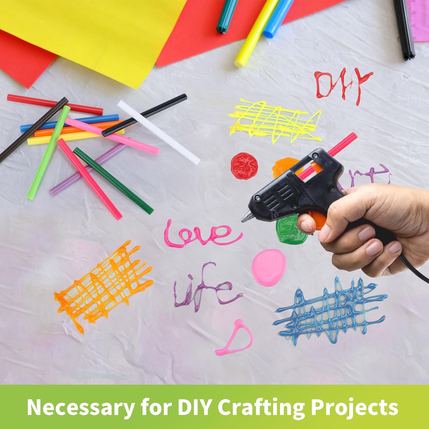 MATUFF Colored Hot Glue Sticks Mini 0.27" x 4" Most Popular 12 Colors EVA Hot Melt Adhesive Mini Glue Sticks Bulk for All Temperature Glue Guns for DIY Art Craft Stamp Repairs Gluing Projects 96 Pcs