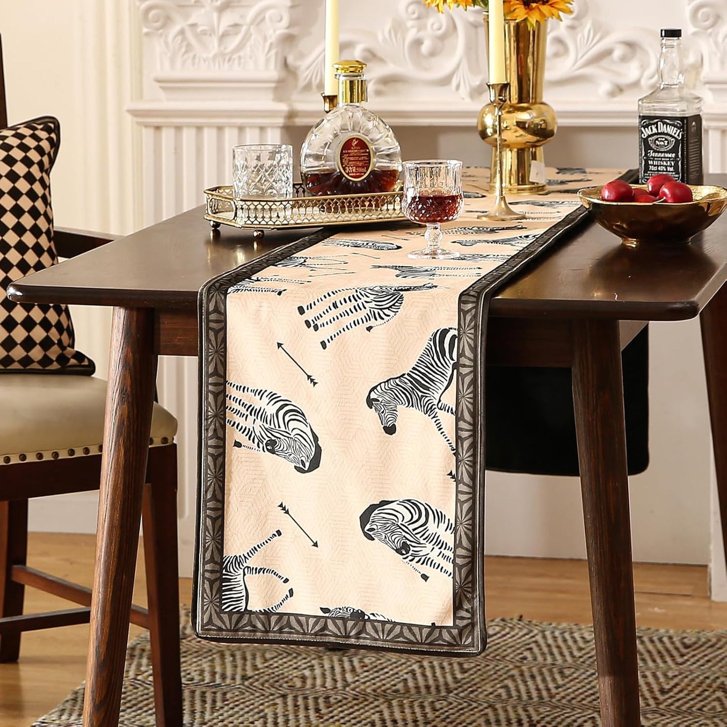 patdrea Designer Elegant Wild Animals Velvet Table Runner, Beige Brown with Zebra Texture Pattern Table Mat, Decoration for Kitchen Dining Coffee Table Cabinet Banquet Thanksgiving,12"*71"