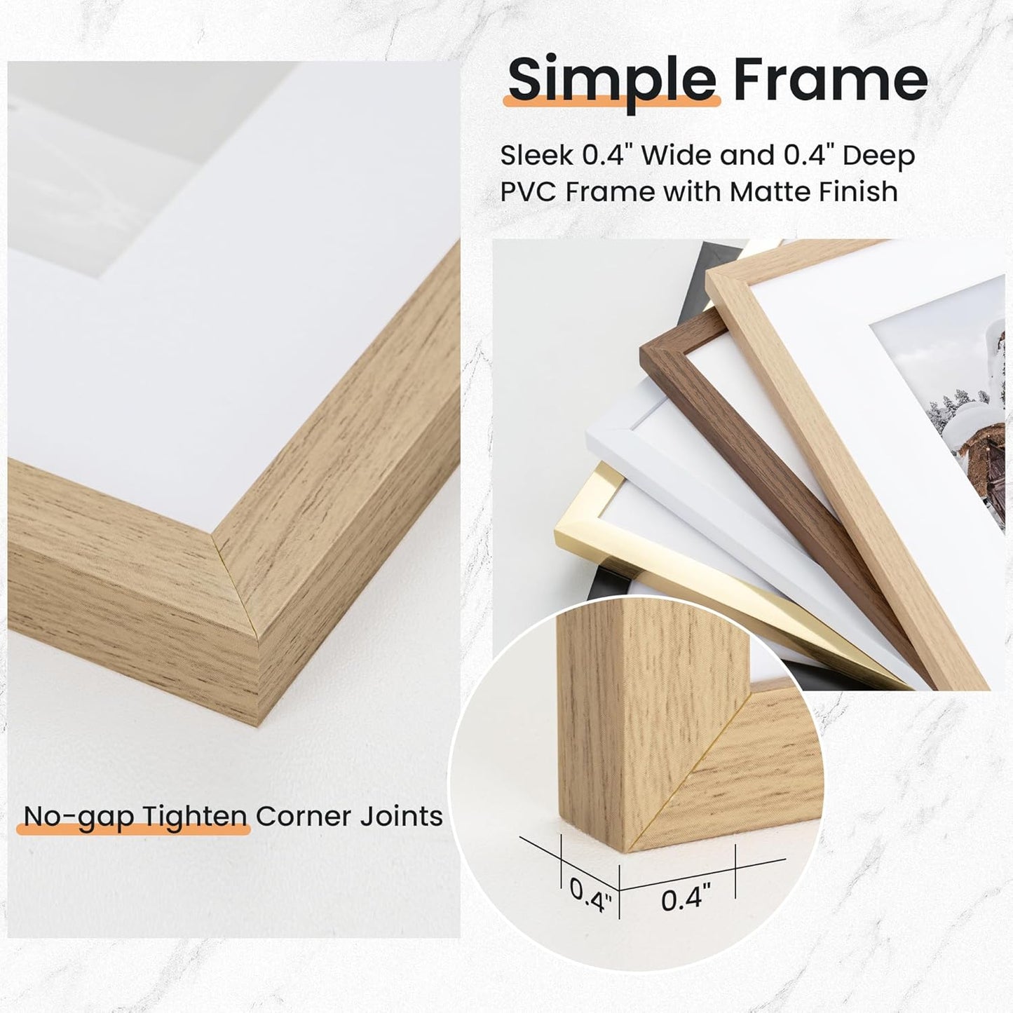 8x10 inch Picture Frame, 8x10 Photo Frames with 5x7 Removable Mat - High Definition Plexiglass - Vertical and Horizontal Display - Wall Hanging Frame - Oak Color, 12 Pack