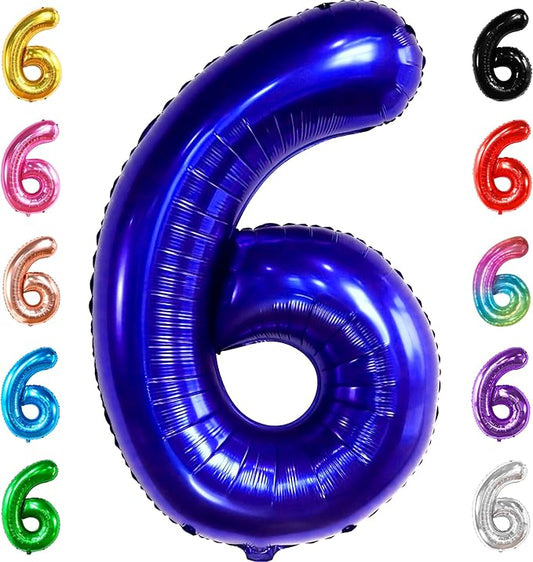 KatchOn, Giant Navy Blue Number 6 Balloon - 40 Inch | 6th Birthday Balloon for 6th Birthday Decorations | 6 Balloons for Birthday | Number Balloons for Anniversary Decorations
