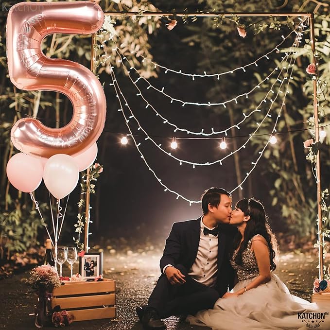 KatchOn, Giant, Rose Gold Number 5 Balloon - 40 Inch | Five Balloon | Rose Gold 5 balloon, Rose Gold 5th Birthday Decorations for Girls | Rose Gold 5 Birthday balloons for Girl