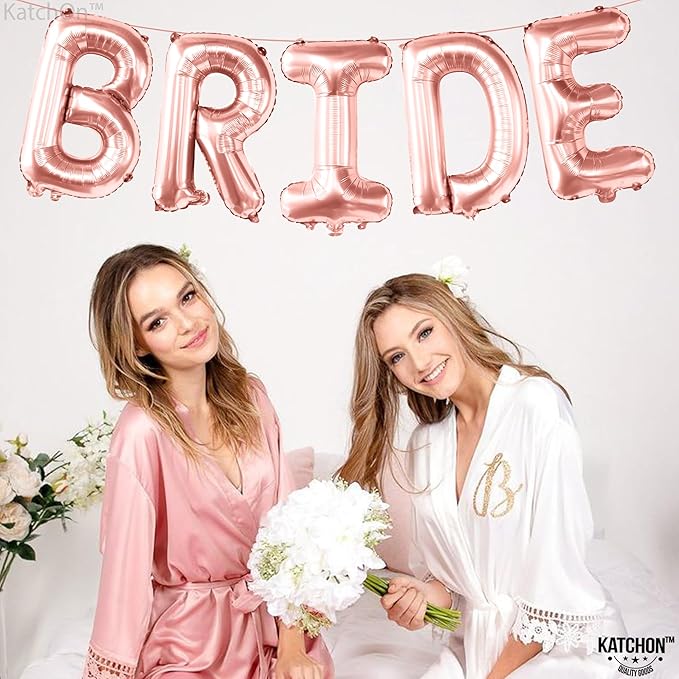 KatchOn, Bride Balloons Rose Gold - 16 Inch | Bachelorette Party Decorations | Rose Gold Bride Balloon for Pink Bridal Shower Decorations | Bridal Shower Balloon | Bachelorette Balloons