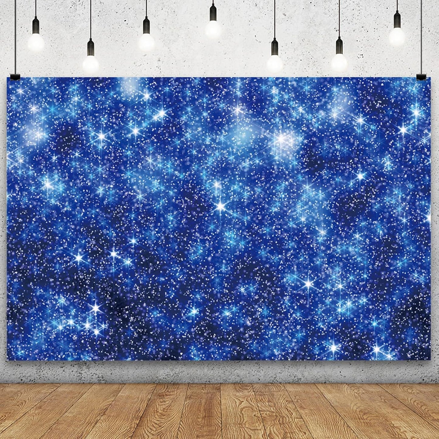 YongFoto Blue Glitter Backdrop 15x10ft Silver Light Spots Navy Blue Sequin Bokeh Photography Background Birthday Bridal Shower Wedding Photography Background Party Banner Decor Portraits Photoshoot