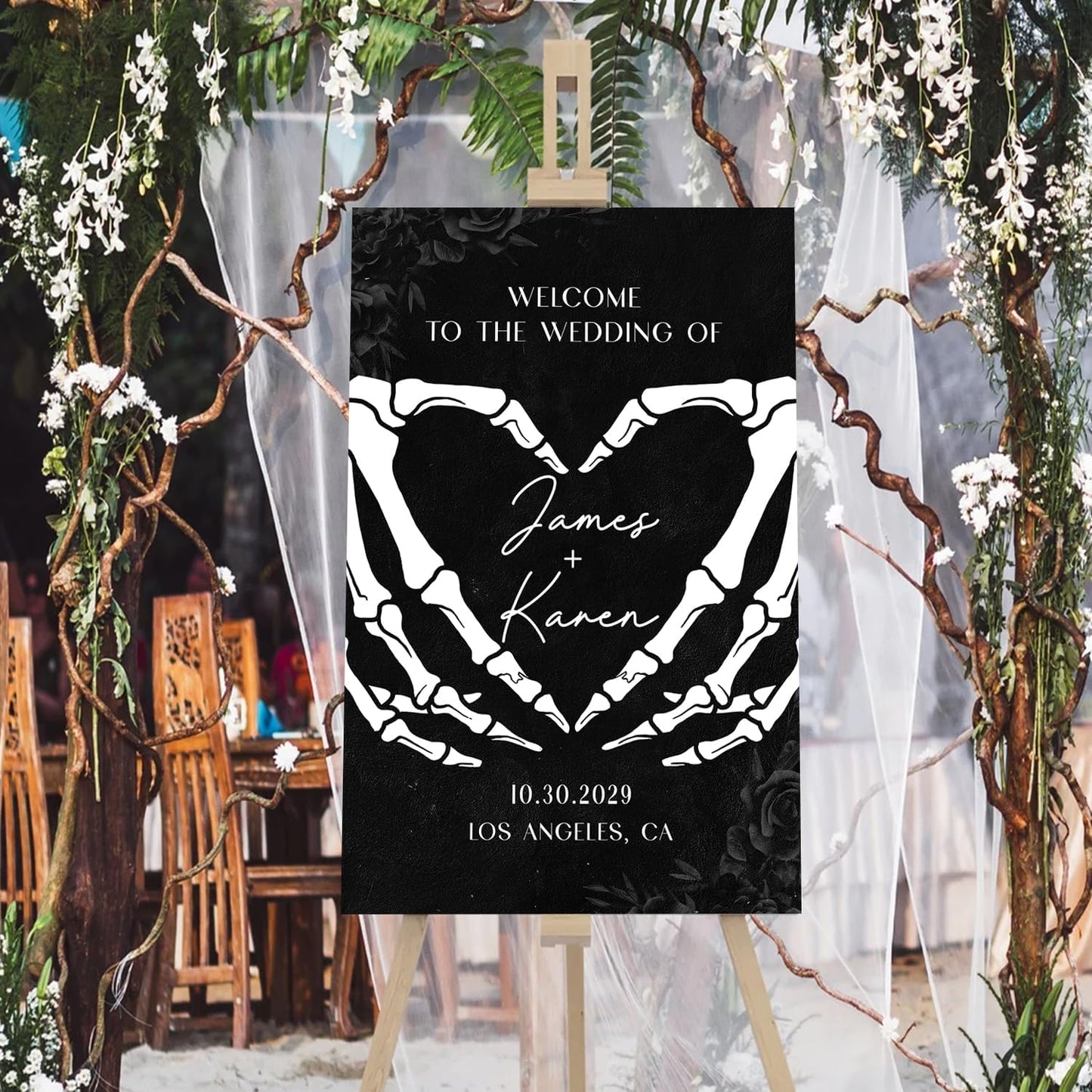 Halloween Wedding Welcome Sign, Gothic Welcome Sign Black Wedding Sign, Wedding Sign Halloween Wedding, Gothic Wedding, Black Wedding Gothic Welcome Sign, Welcome Wedding Sign With Stand
