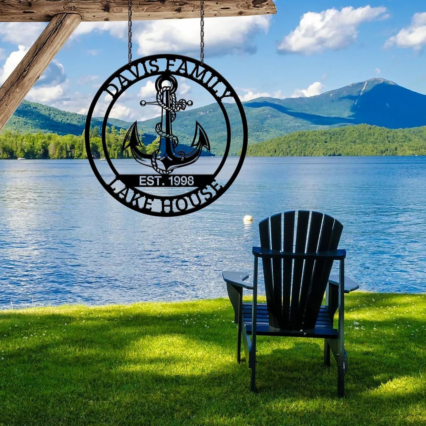 Personalized Metal Anchor Sign, Custom Family Last Name Sign, Nautical Outdoor Monogram Wall Art, Coastal Beach House, Lake House Decor, Housewarming Christmas Wedding Gifts