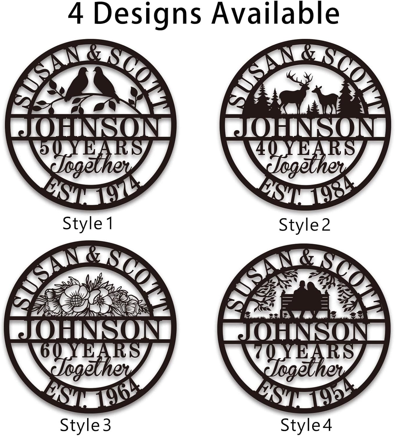 Personalized Christmas Gifts 2025, Custom 50th/40th/60th/70th/30th/1-99 Years Wedding Anniversary Sign Gifts for Couples Parents, Custom Metal Monogram Sign Personalized Family Name Signs