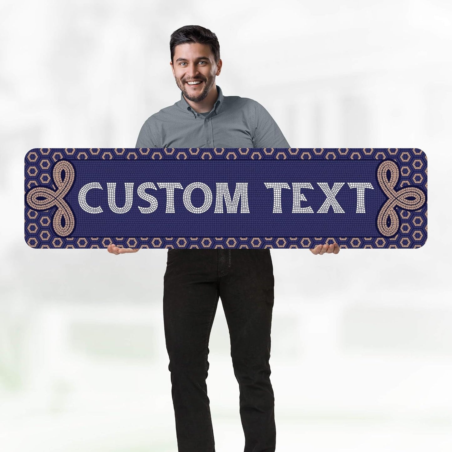 Custom Sign, Custom Street Sign, 11 Font Colors, 13 Font Styles, 4 Hole Options, 22 Sizes, 12x48 Inches, Rust Free DiBound, Fade Resistant, Made in USA by My Sign Center (Fauxsaic 1)
