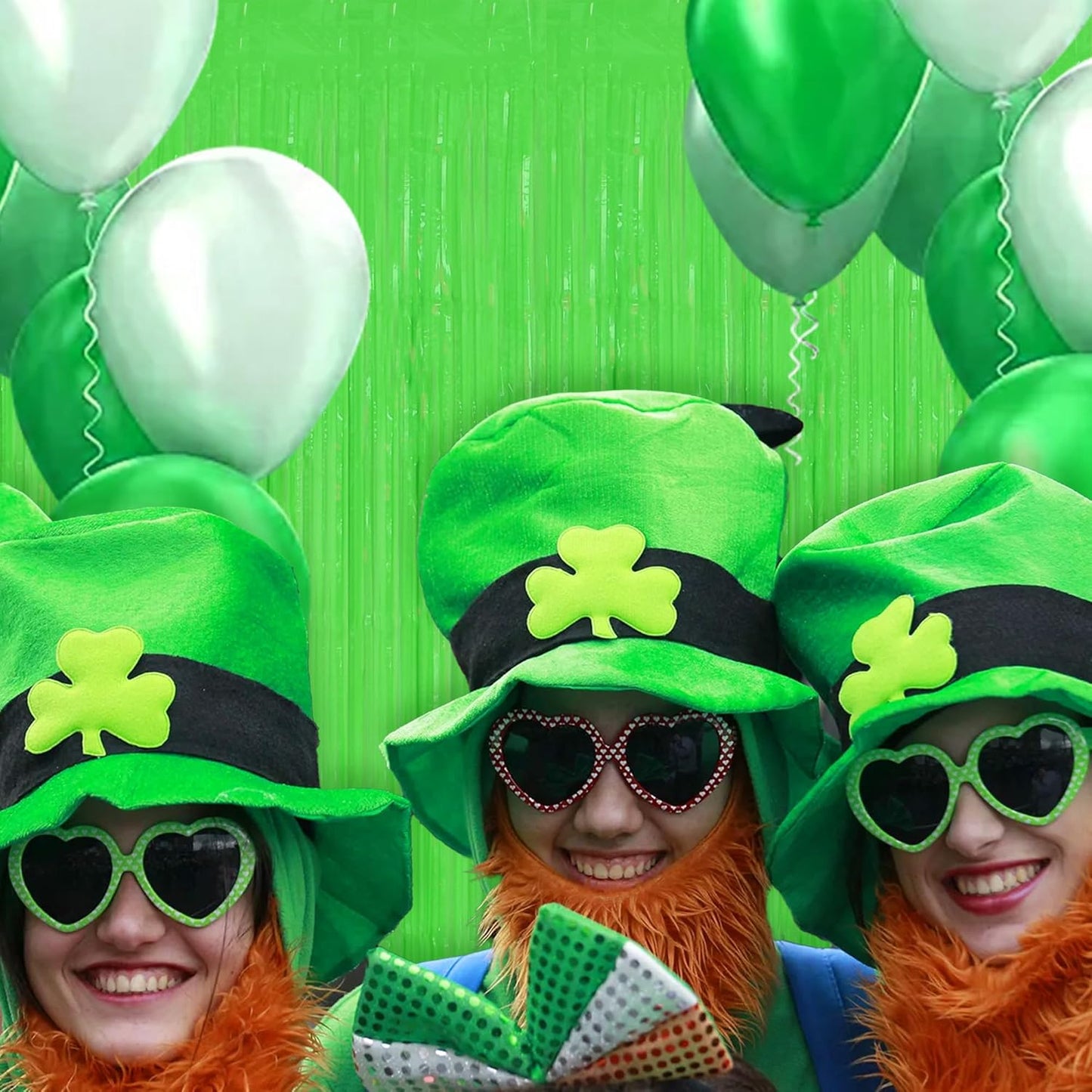 BEISHIDA 2Pcs Green Door Streamer Fluorescent Blue Backdrop Blue Foil Fringe Curtains Tinsel for Birthday Baby Shower Halloween Backdrop Wedding Party Decoration (3.28 ft x 6.56 ft)